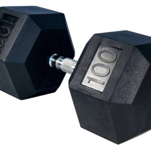 100# rubber hex dumbbell