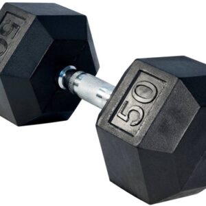 50# rubber hex dumbbell