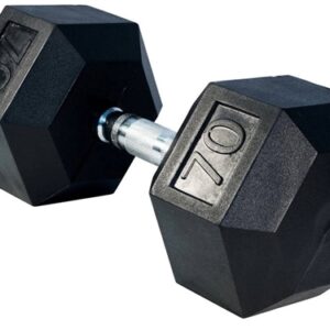 70# rubber hex dumbbell