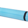 a rolled up blue yoga mat